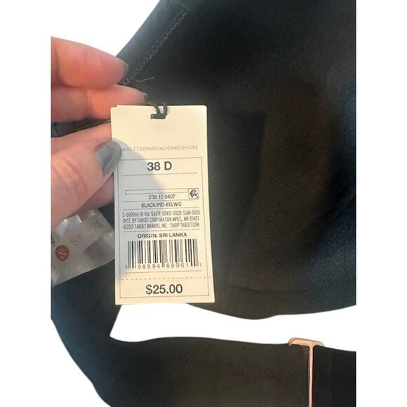 Shade & Shore Black Scalloped Trim Lightly Lined Padded Bikini Top Women 38D - Picture 7 of 8